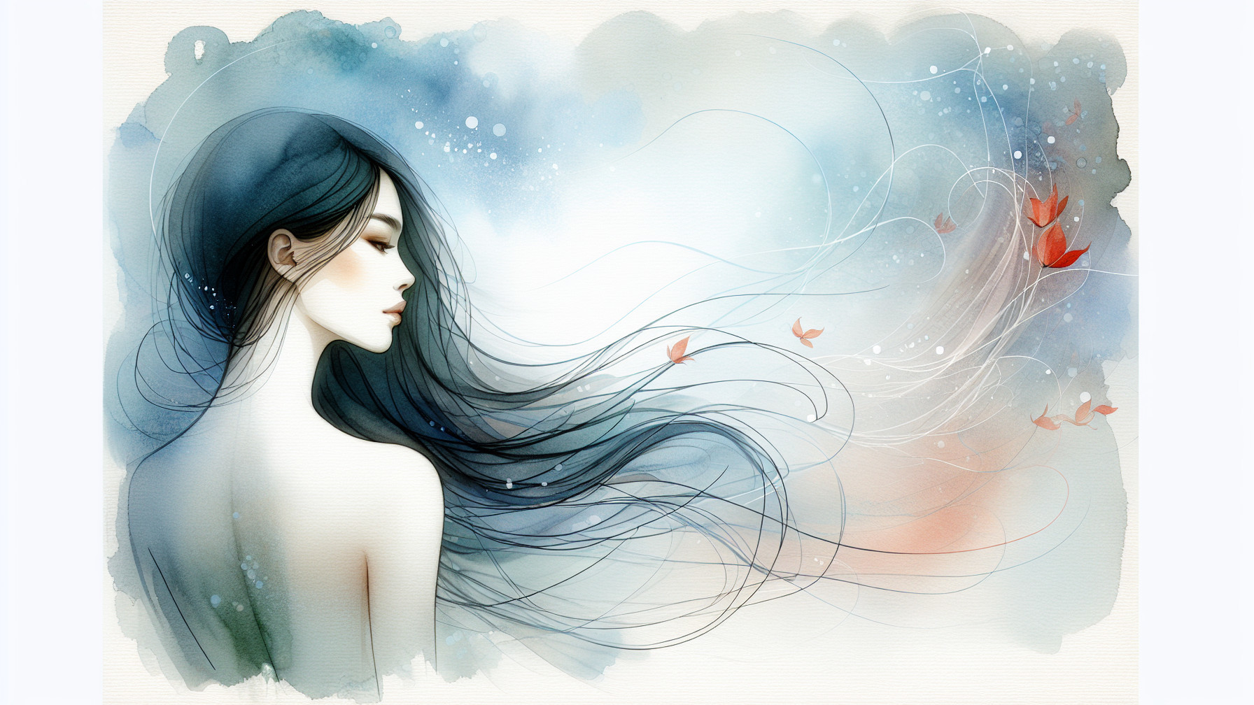 Serene Illustration of a Thoughtful Young Woman