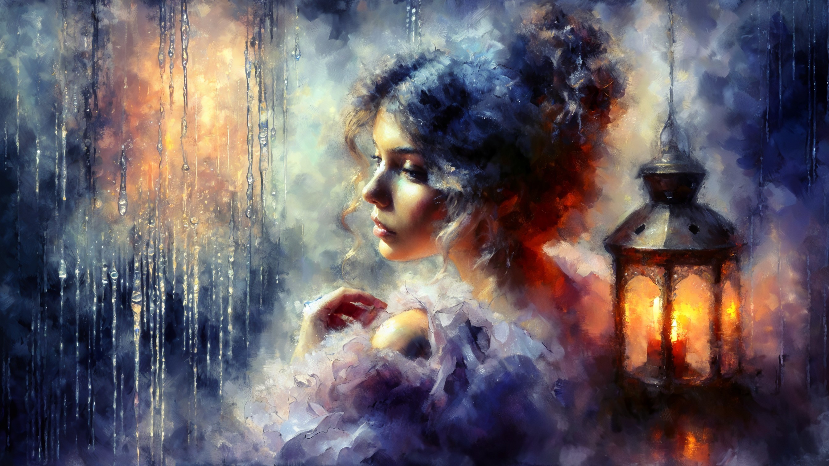 Ethereal Scene of a Young Woman in Misty Atmosphere