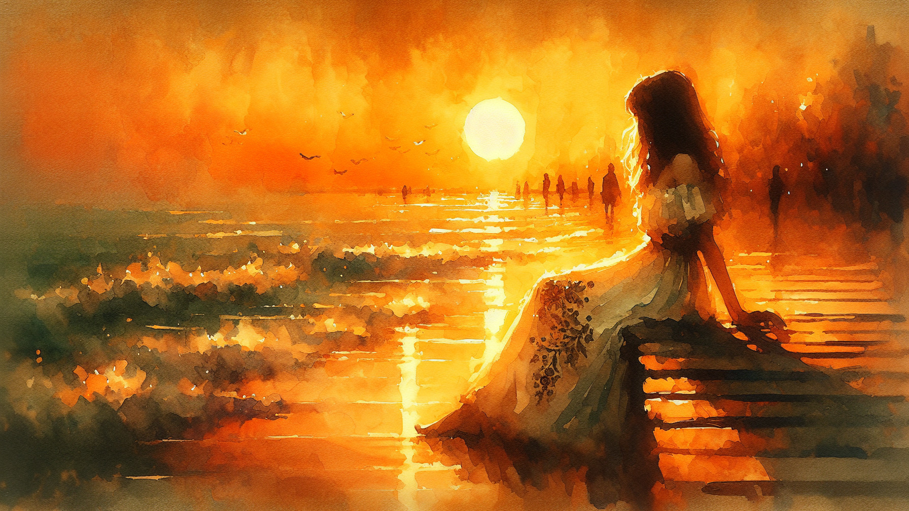 Serene Sunset Over Tranquil Beach with Gentle Waves
