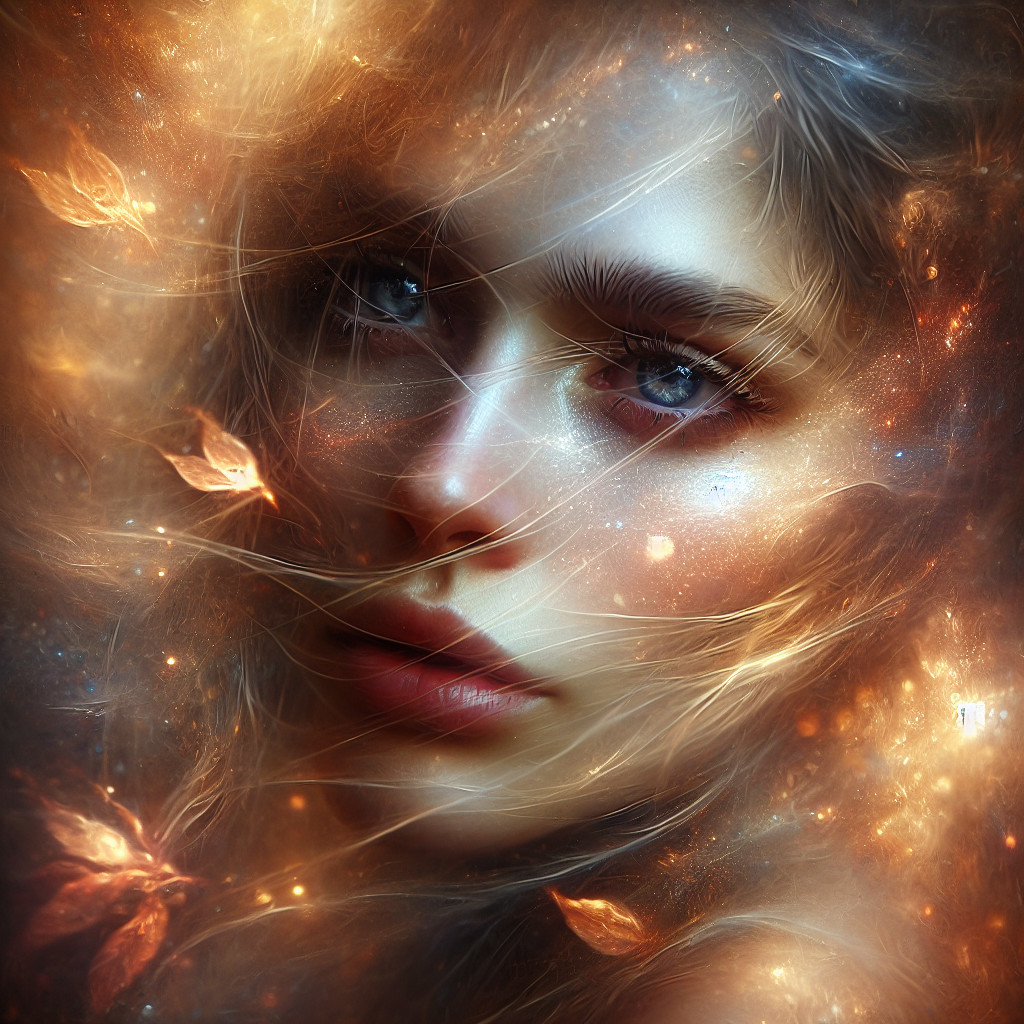 Portrait of a Young Woman with Cosmic Features