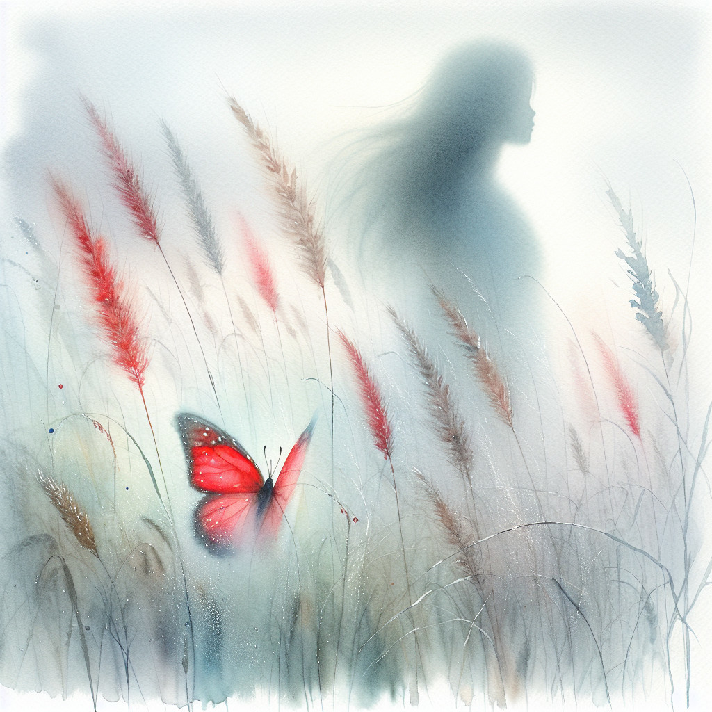 Translucent Woman in Ethereal Nature Scene