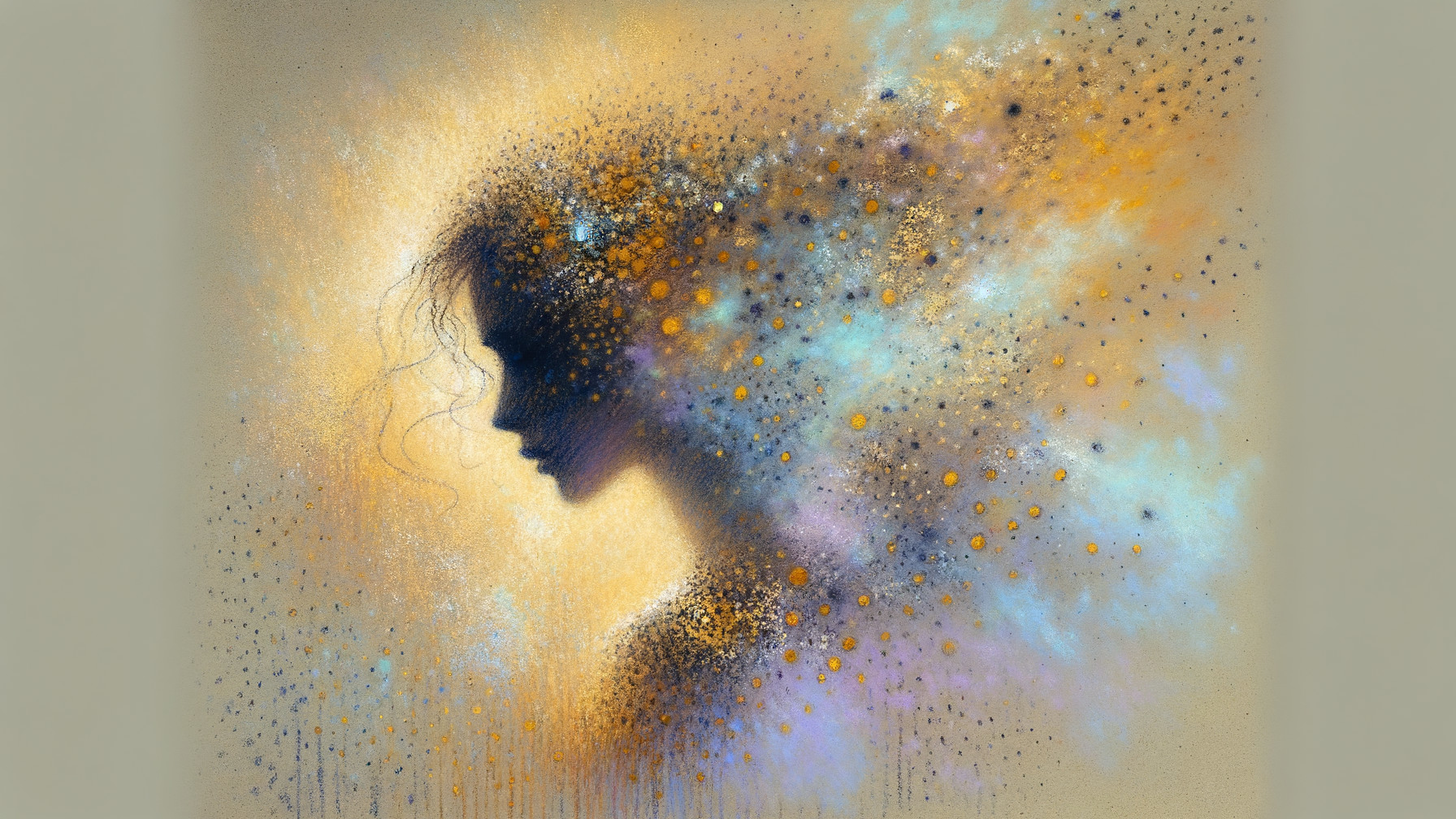 Silhouette of a Woman Against Cosmic Background