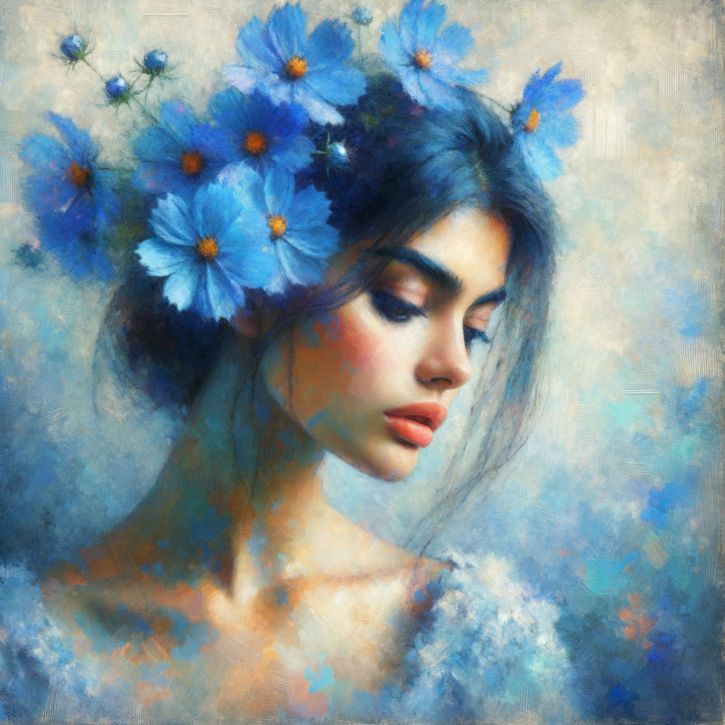 Serene Portrait of Young Woman with Floral Crown