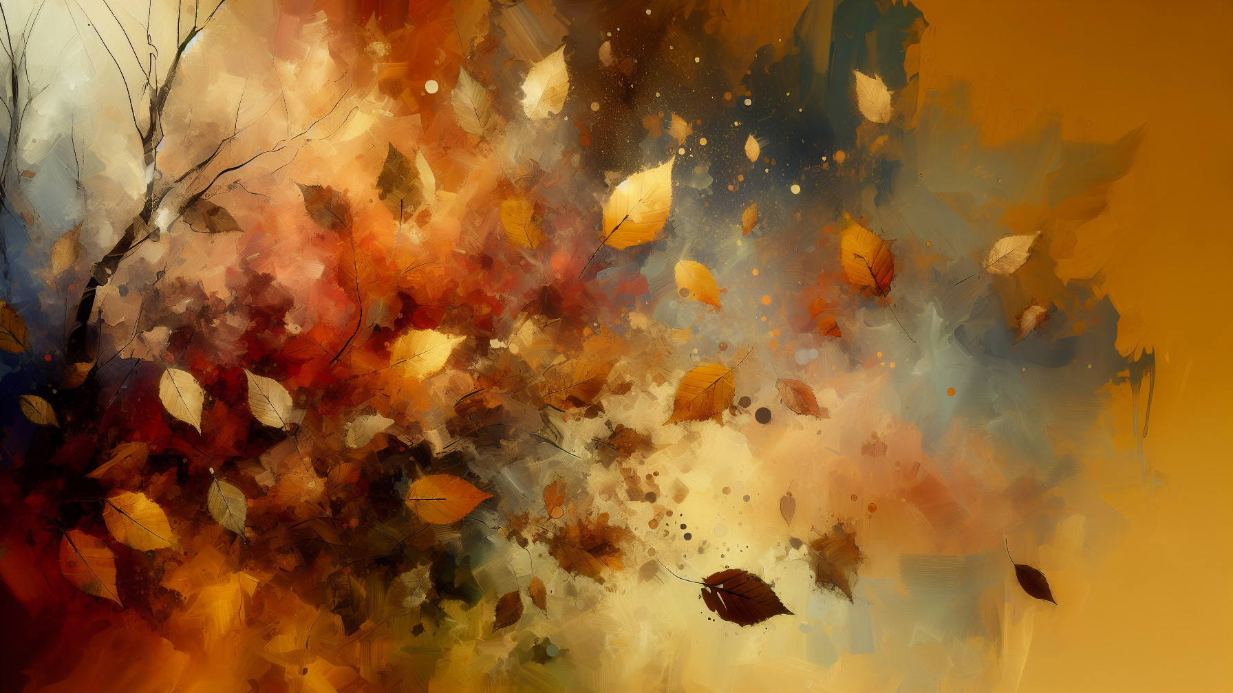 Abstract Autumn with Swirling Colors and Leaves