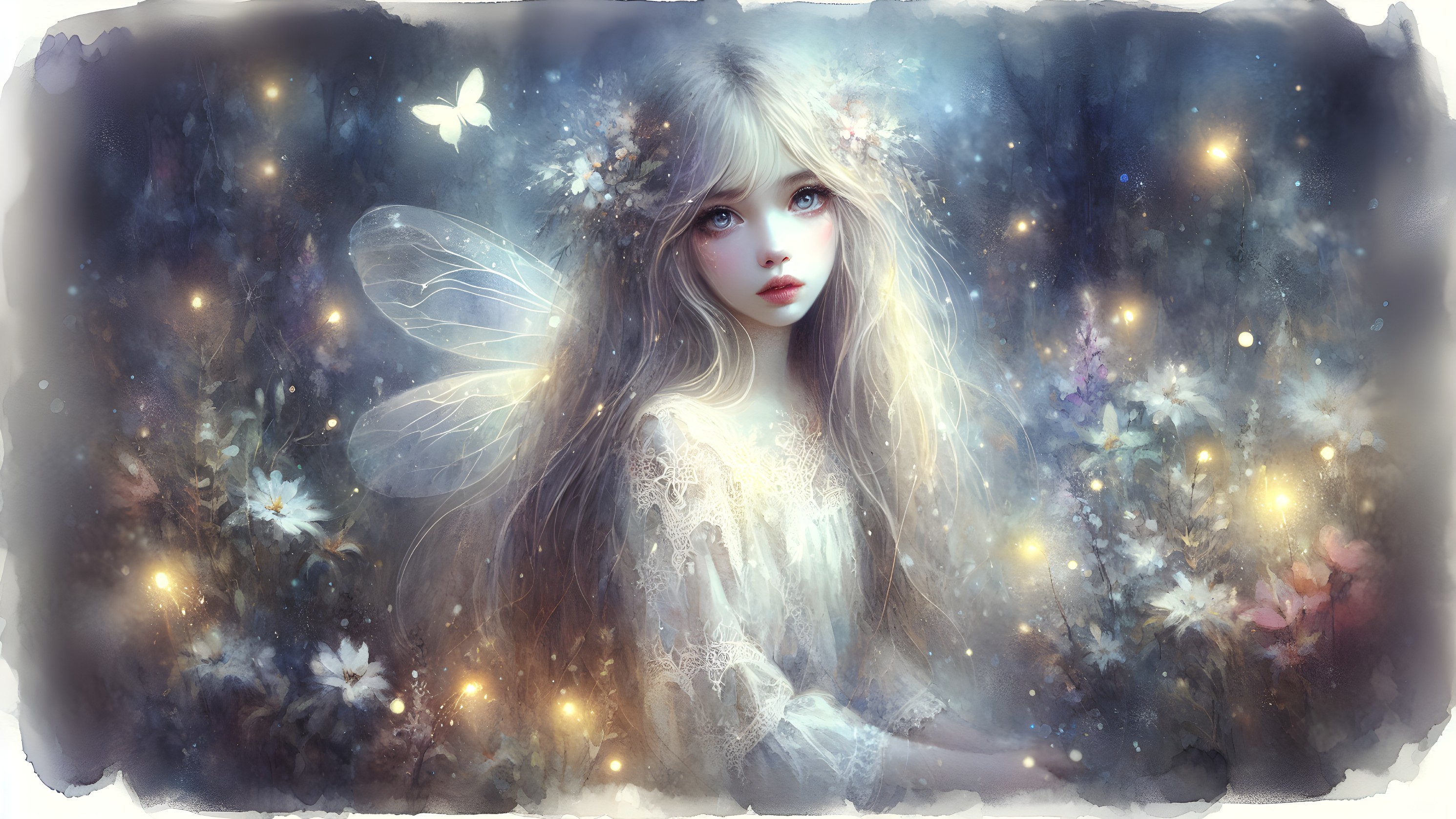 Serene Fairy Girl in Ethereal Forest Setting