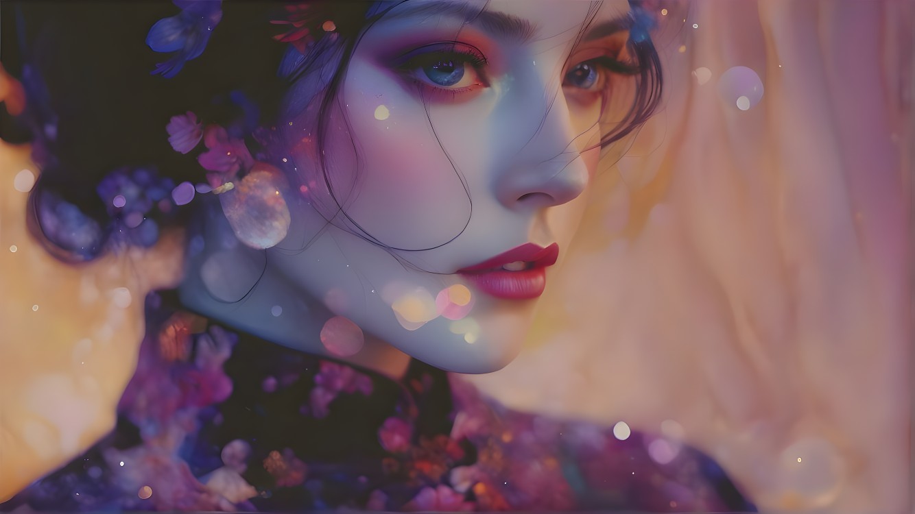 Portrait of a Young Woman with Delicate Flowers