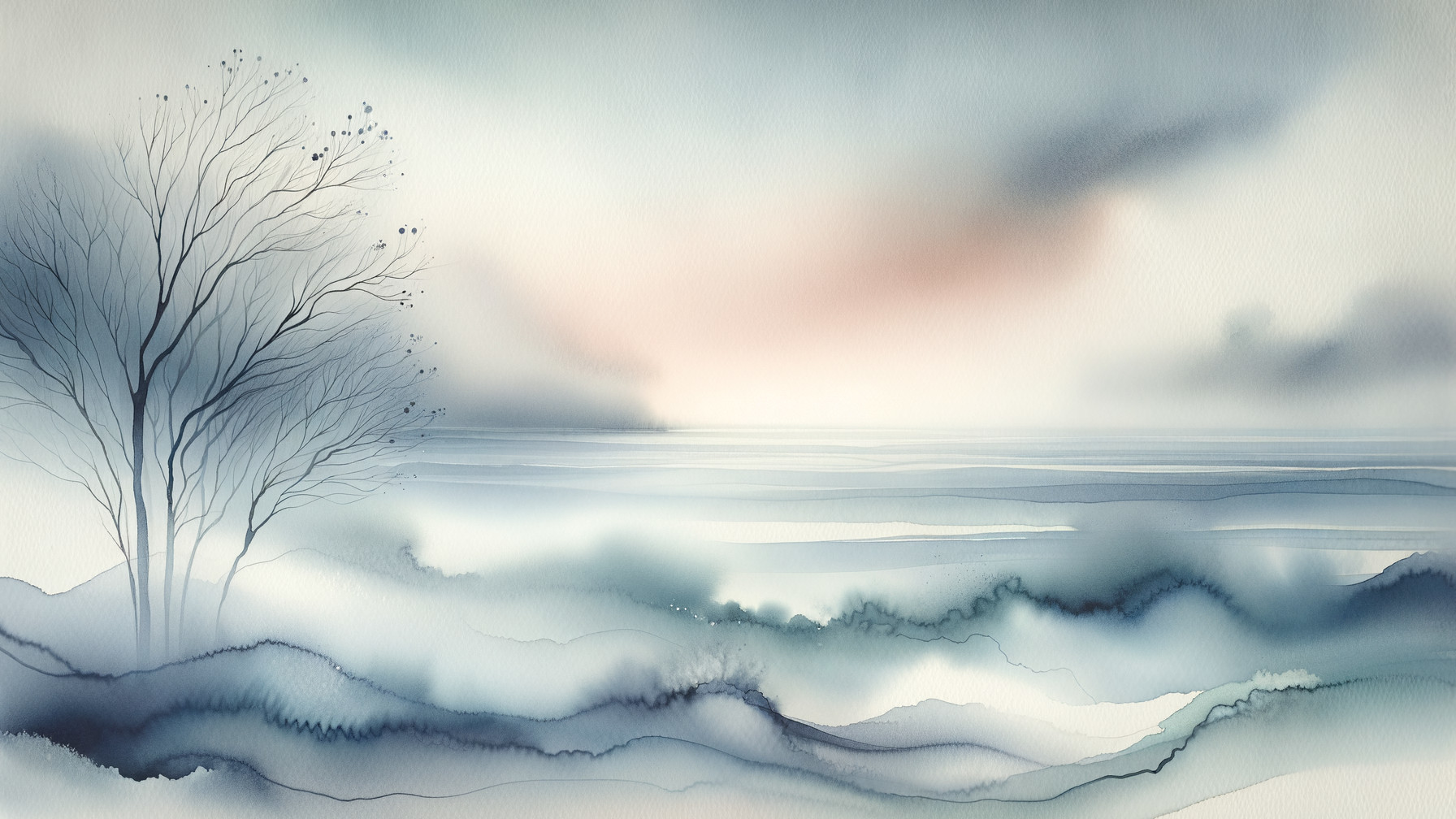 Tranquil Landscape with Hills and Serene Water