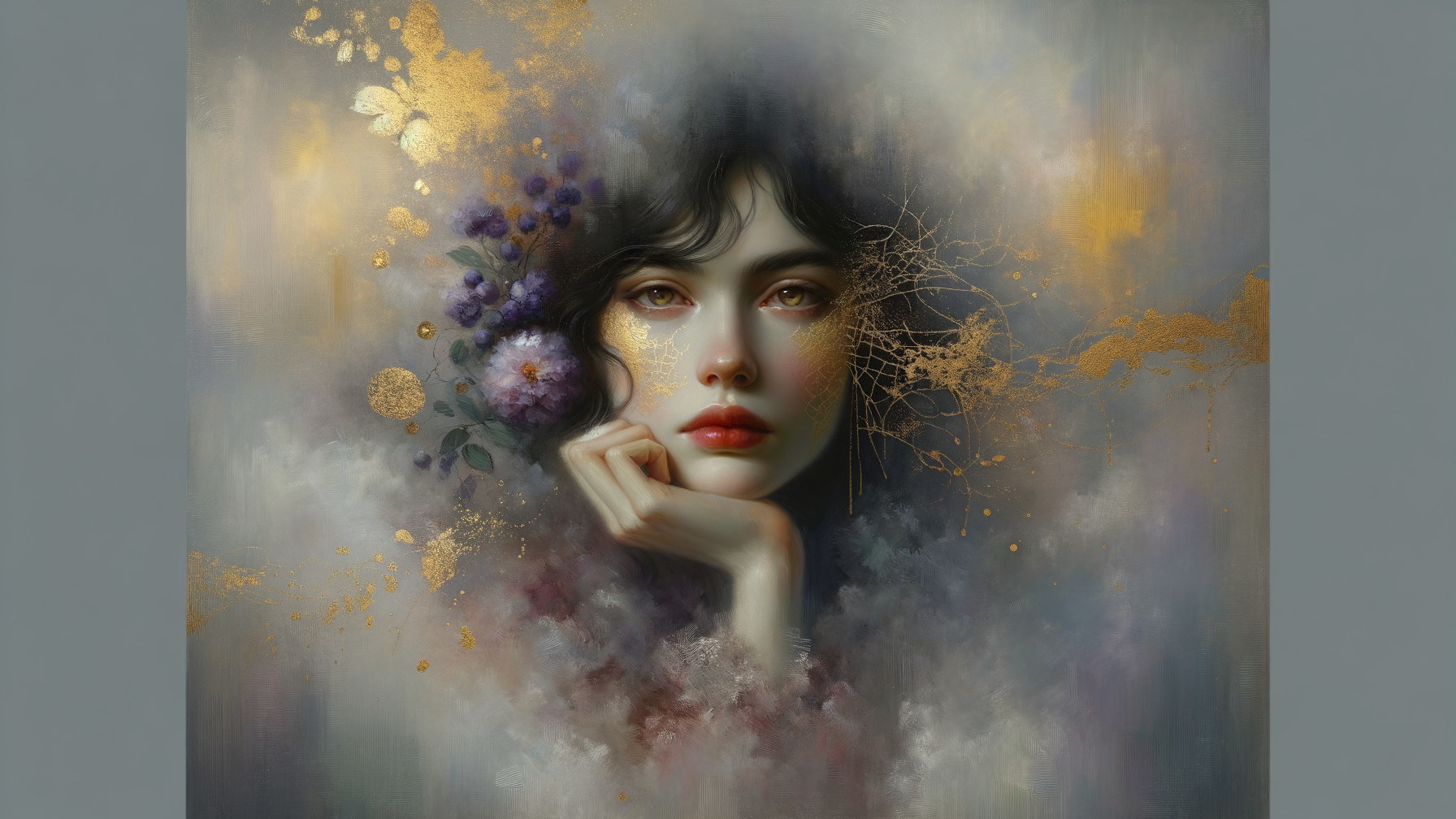 Portrait of a Young Woman with Abstract Background