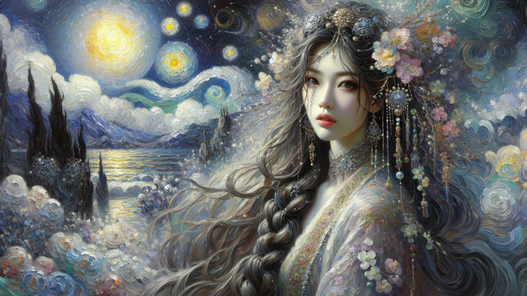 Mystical Woman in Dreamlike Surreal Landscape