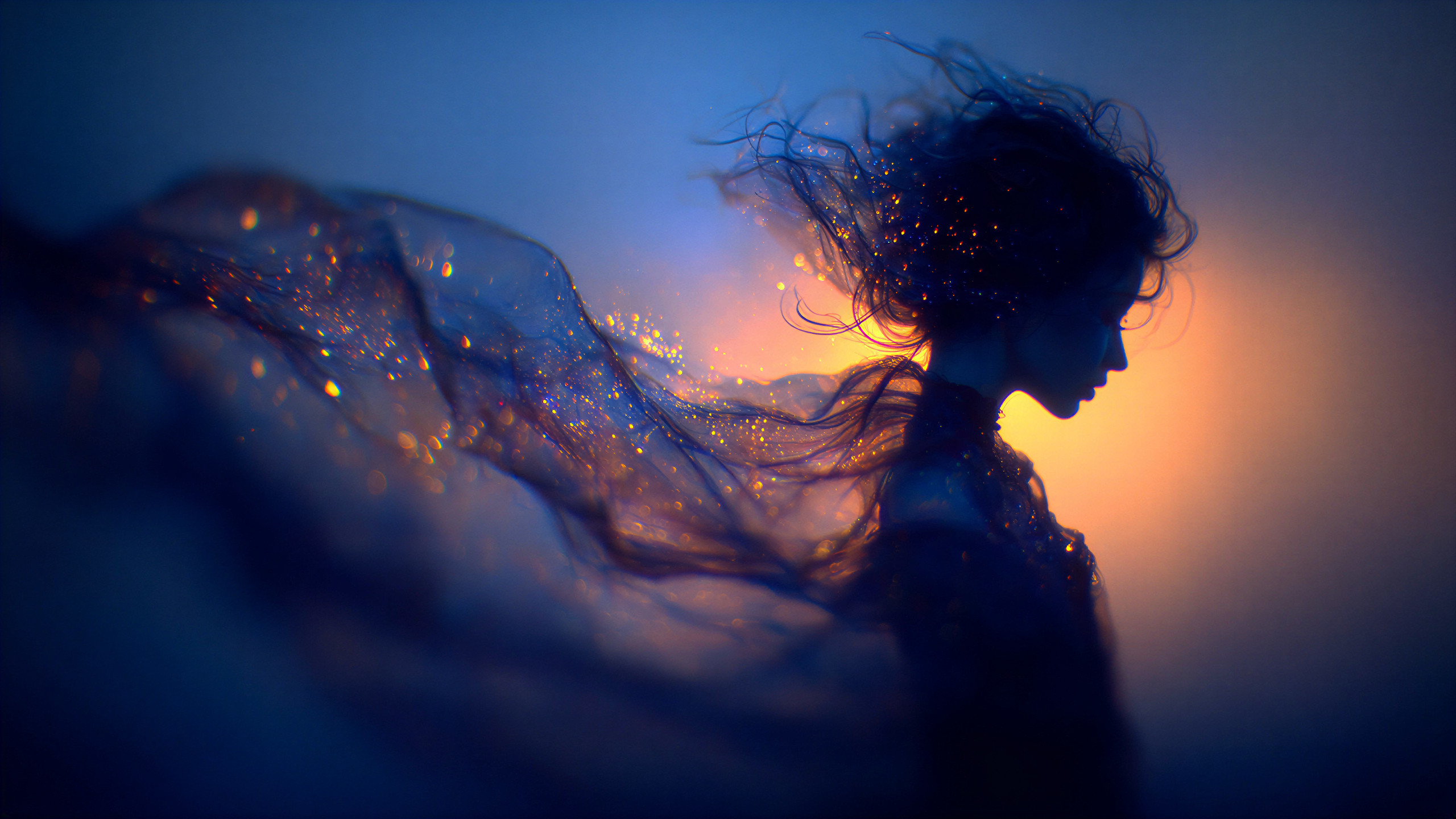Mystical Silhouette of a Woman in Ethereal Setting