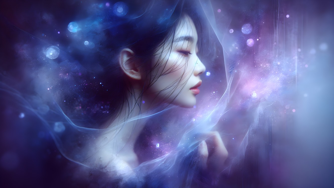 Serene Portrait of a Woman in Ethereal Colors