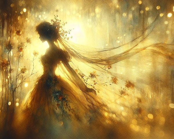 Whimsical Silhouette Against a Dreamy Golden Backdrop