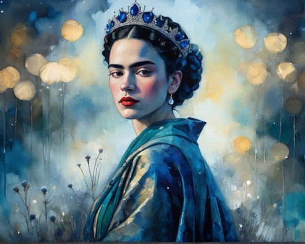 Regal Figure in Blue and Gold Garment Painting