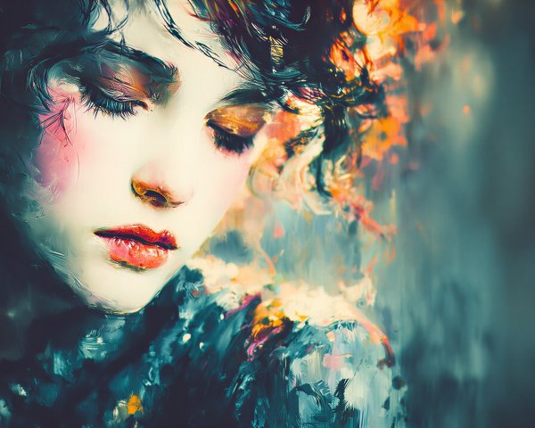 Close-up of a Young Woman with Abstract Background