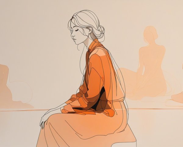 Minimalist Illustration of Serene Seated Woman