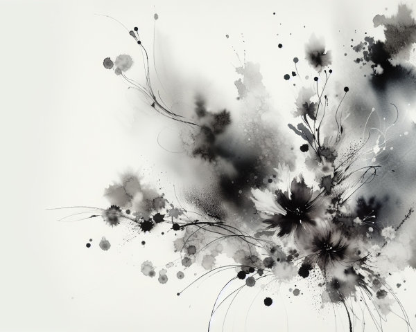 Abstract Watercolor with Black and Gray Fluidity