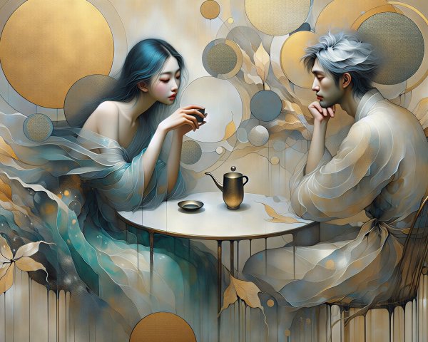 Digital Painting of a Young Couple in Watercolor Style