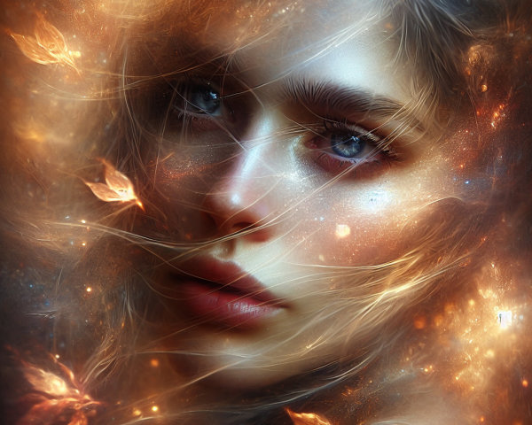 Portrait of a Young Woman with Cosmic Features