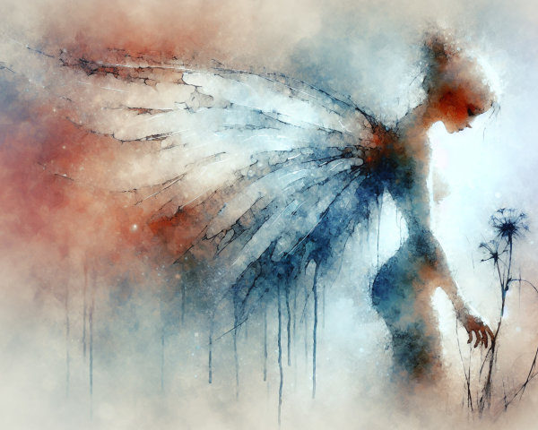 Whimsical Watercolor Fairy Illustration with Flowers