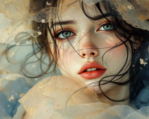 Close-up Portrait of a Young Woman with Green Eyes