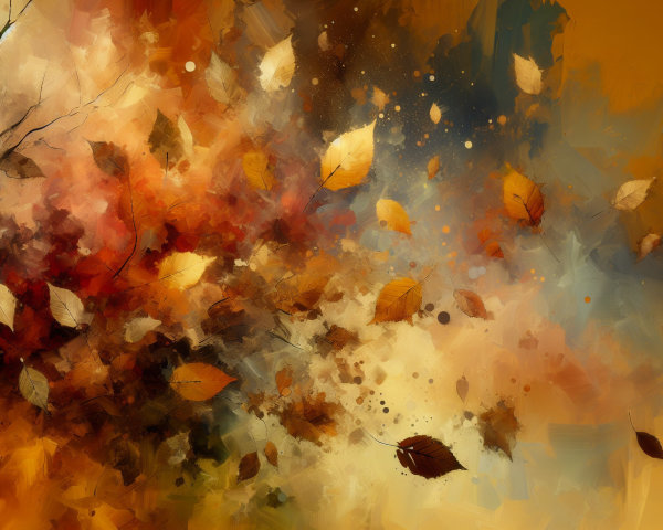 Abstract Autumn with Swirling Colors and Leaves