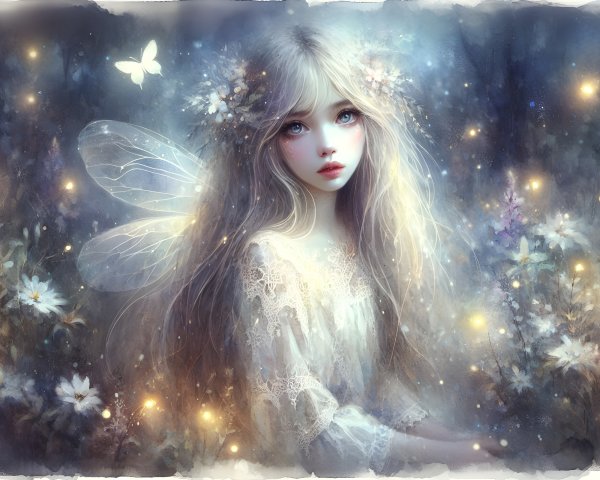 Serene Fairy Girl in Ethereal Forest Setting