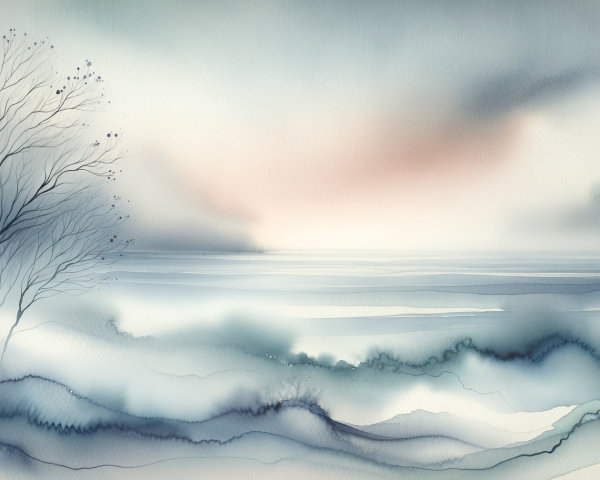 Tranquil Landscape with Hills and Serene Water