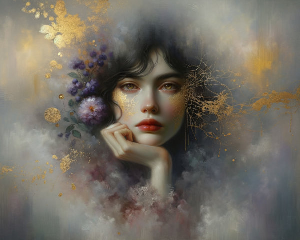 Portrait of a Young Woman with Abstract Background