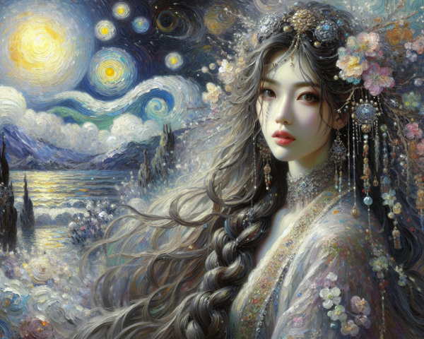 Mystical Woman in Dreamlike Surreal Landscape