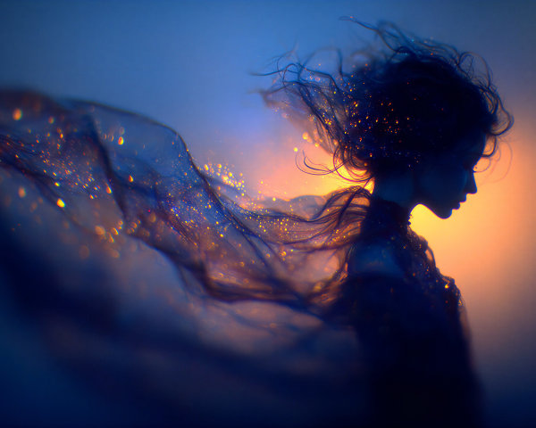 Mystical Silhouette of a Woman in Ethereal Setting