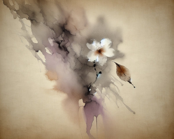 Delicate Watercolor Illustration of a White Flower