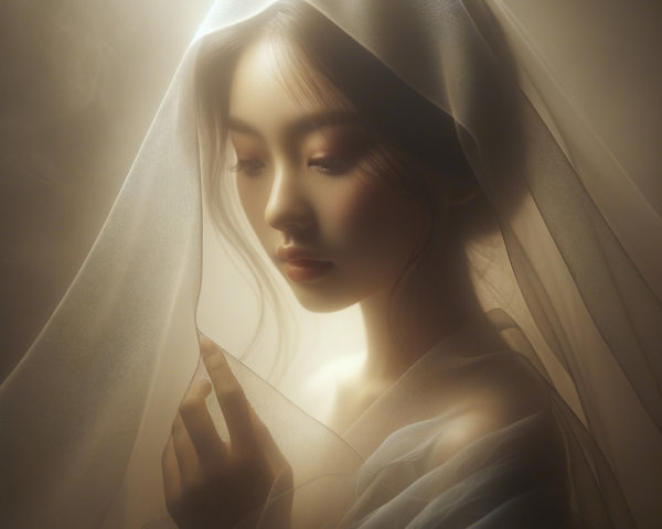 Ethereal Portrait of a Woman with Delicate Veil