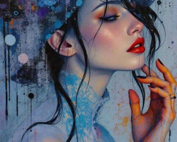 Close-up Portrait of a Woman with Dramatic Makeup