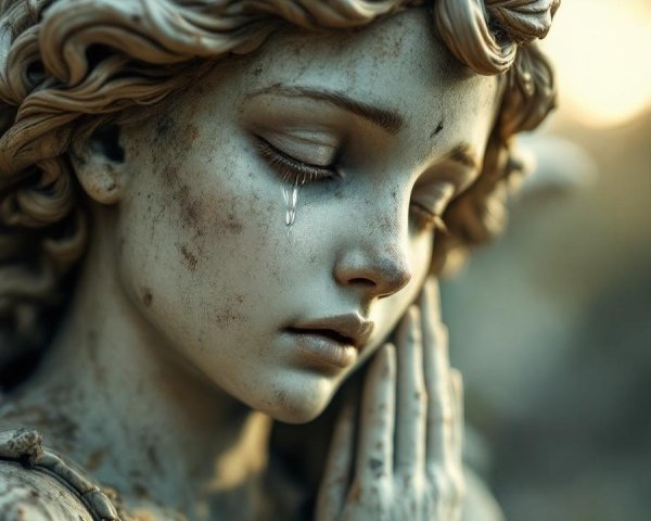 Detailed Statue of a Serene Angel in Prayer