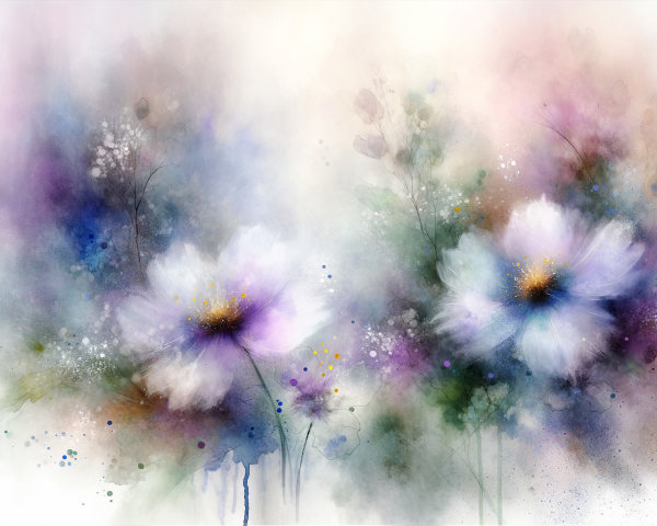 Dreamy Watercolor Painting of Delicate Flowers