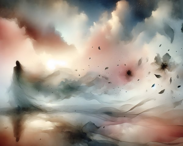 Ethereal Landscape with Soft Colors and Misty Atmosphere