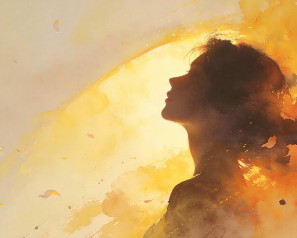 Digital Painting of Woman in Warm Watercolor Style