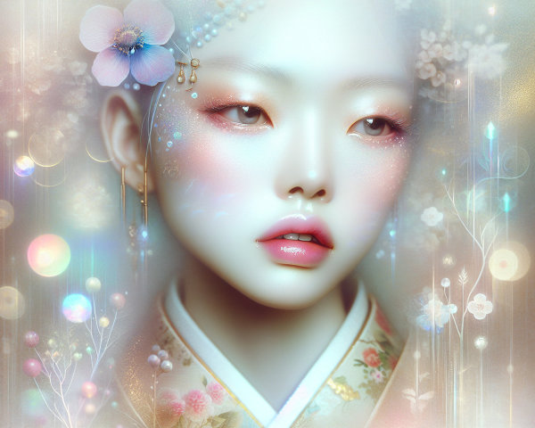 Serene Portrait of Young Woman in Traditional Attire