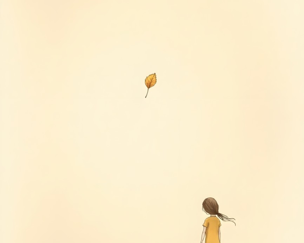 Young Girl in Yellow Dress with Autumn Leaf