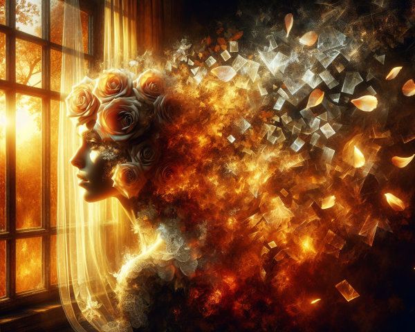 Ethereal Female Figure Silhouetted by Sunlight