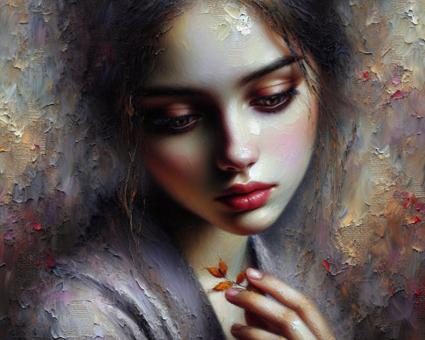 Portrait of a Young Woman with Abstract Background