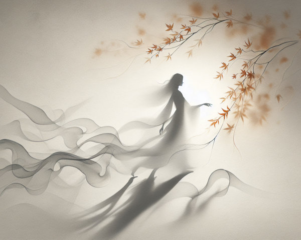 Delicate Silhouette Surrounded by Autumn Leaves
