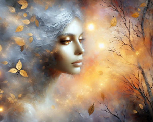 Dreamy Portrait of a Serene Woman with Soft Colors
