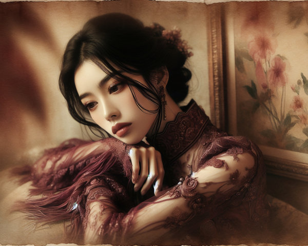 Young Woman in Traditional Attire with Floral Accents