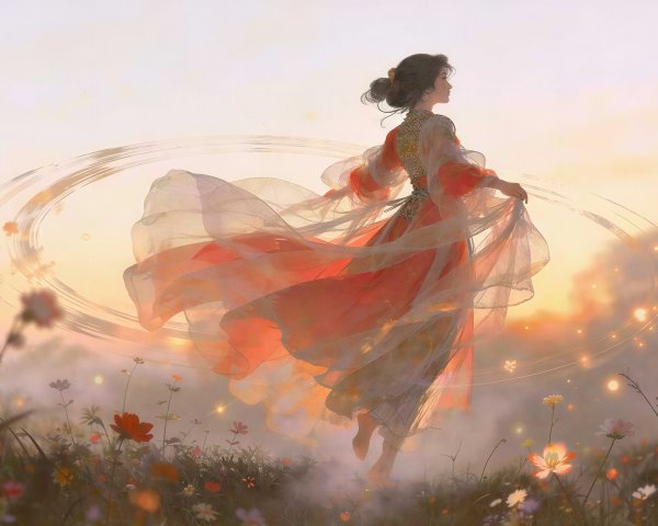 Anime Digital Painting of Woman in East Asian Attire