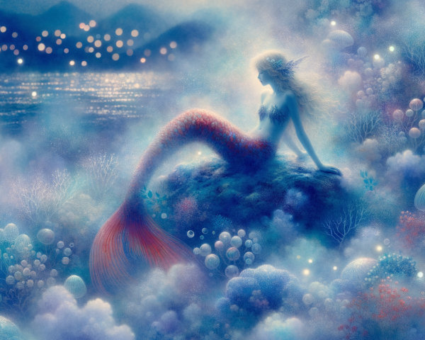 Serene Underwater Scene with Mermaid and Corals