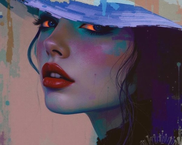 Close-Up Portrait of a Woman with Striking Features