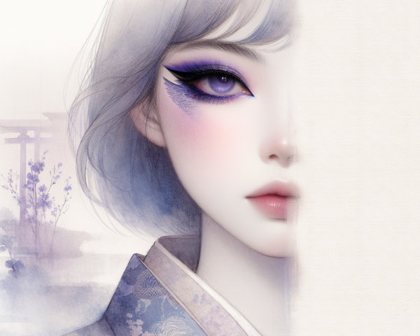 Illustration of a Character in Traditional Kimono