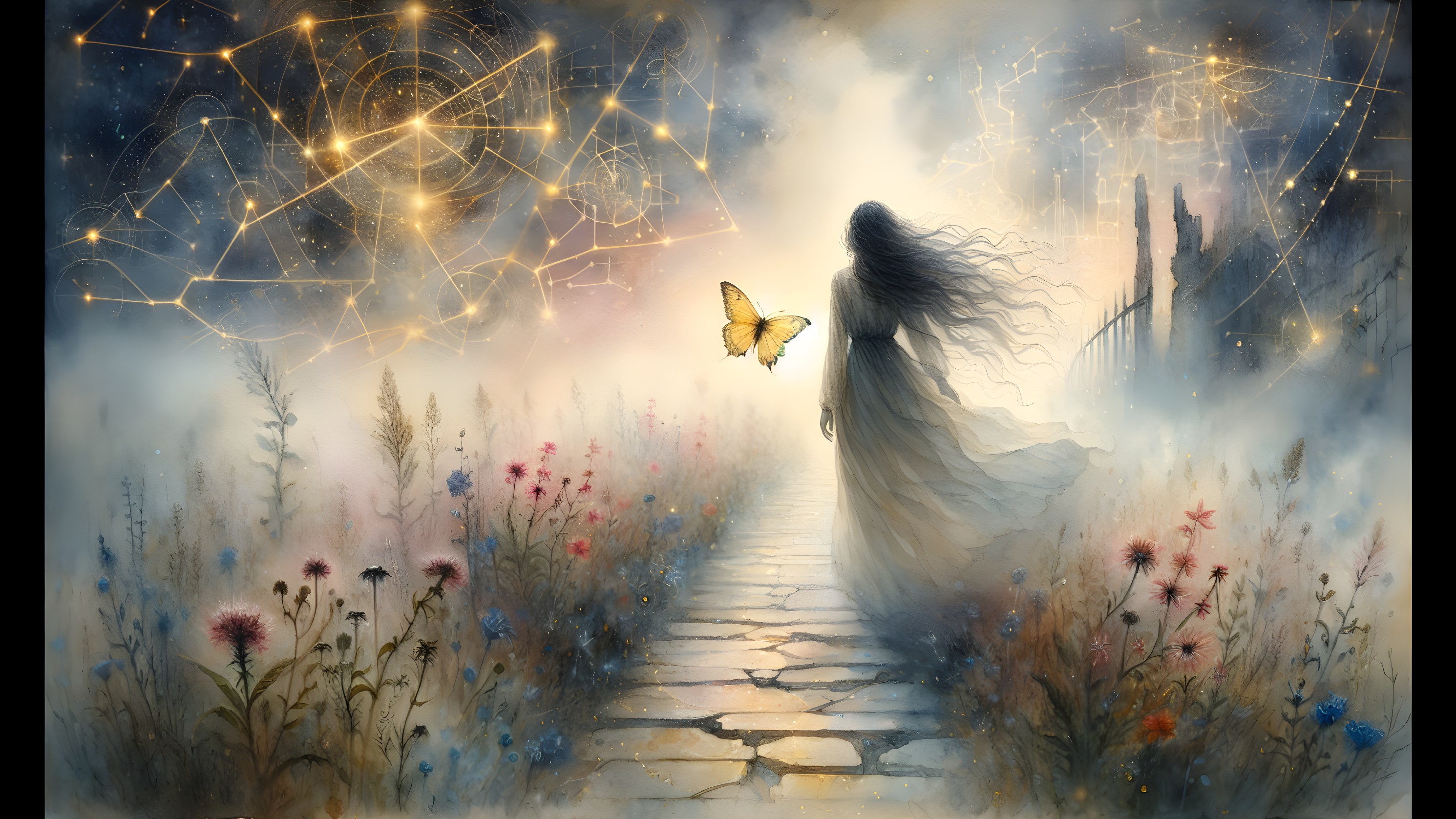 Ethereal Landscape with Figure on Stone Path