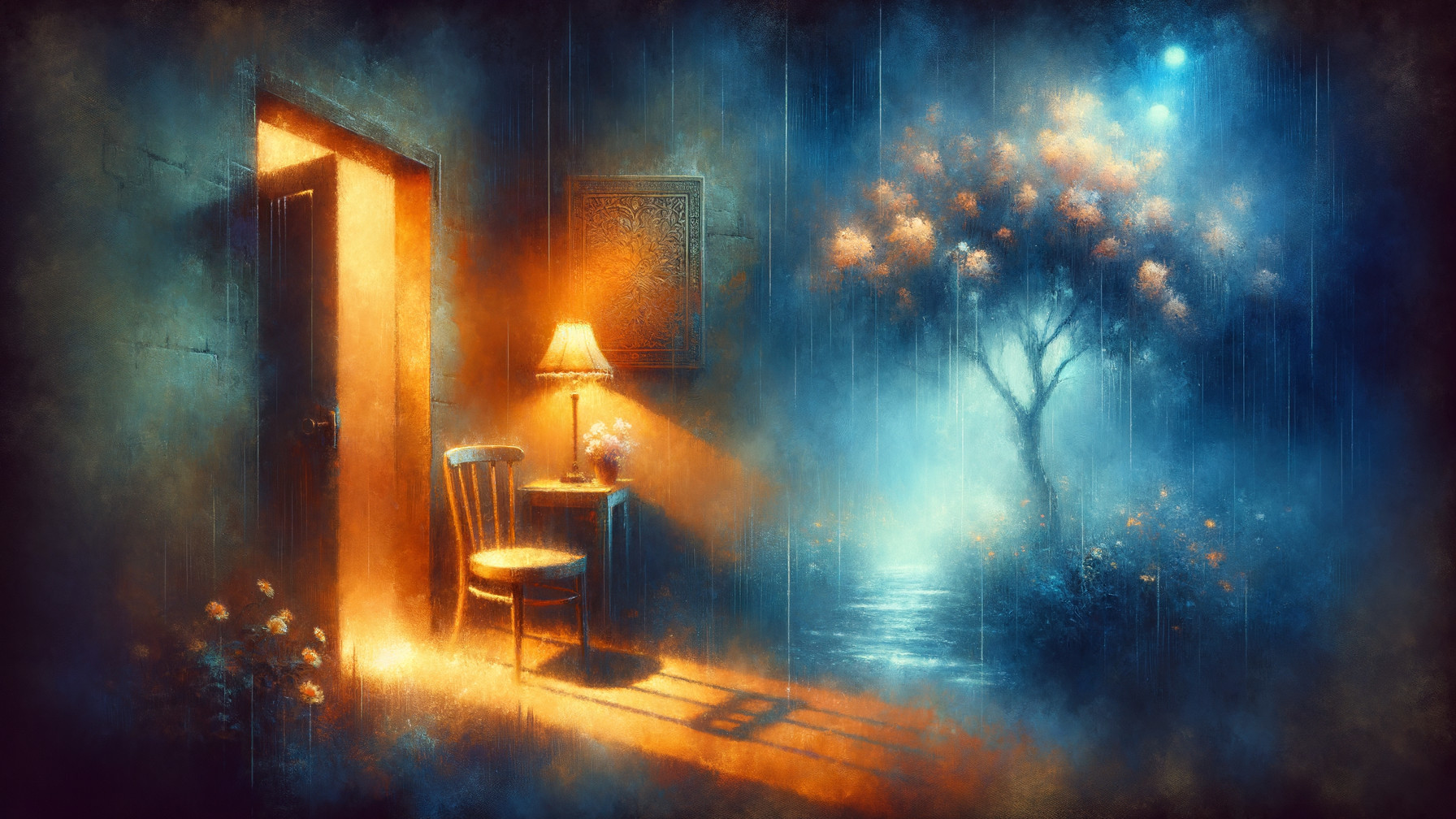 Serene Scene of a Mystical Garden with Soft Lighting